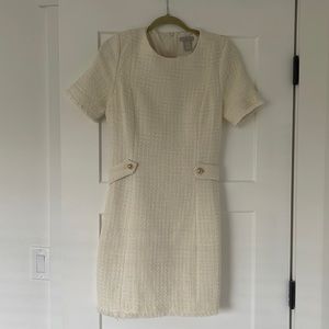 H&M tweed ivory cream dress